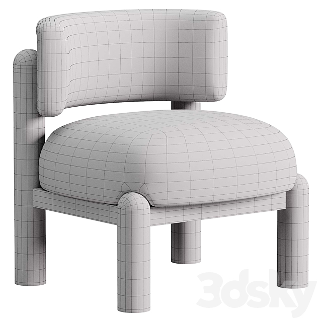 Harper Shearling Accent Chair 3DS Max Model - thumbnail 4