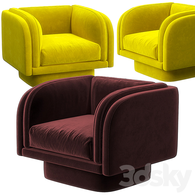 Harvey swivel armchair 3ds Max - thumbnail 1