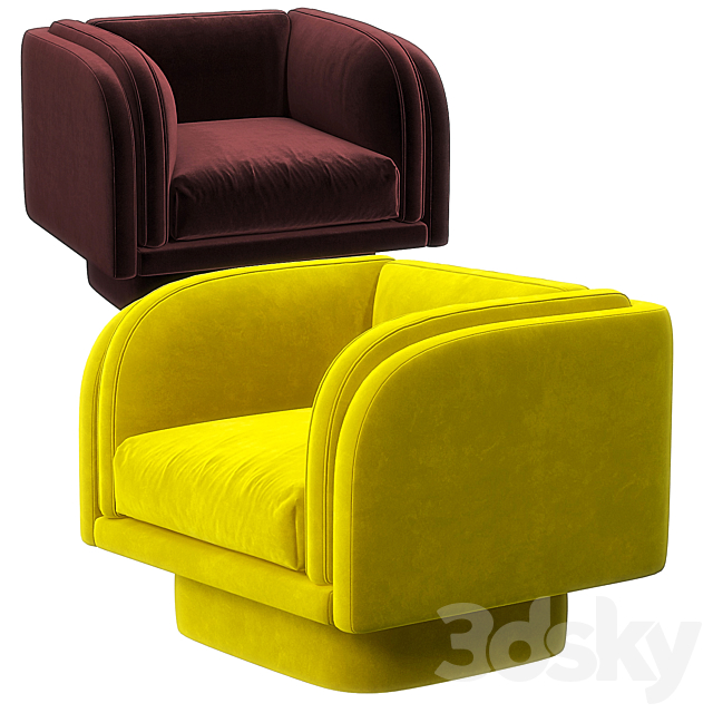 Harvey swivel armchair 3ds Max - thumbnail 2