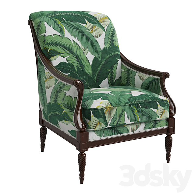 Harwood Accent Chair Palm Leaf 3DS Max Model - thumbnail 1