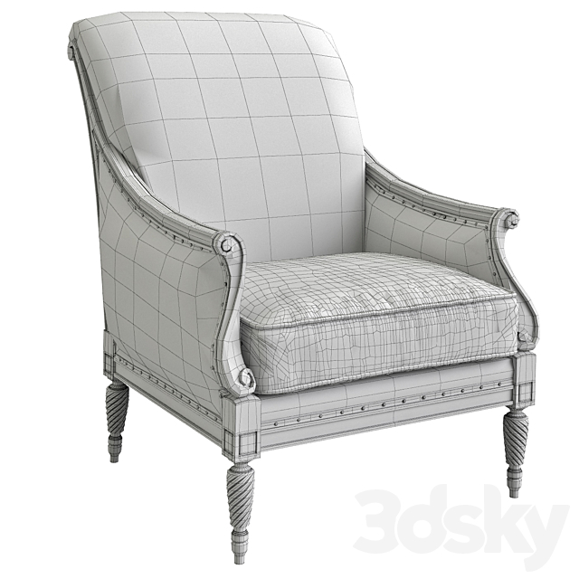 Harwood Accent Chair Palm Leaf 3DS Max Model - thumbnail 3