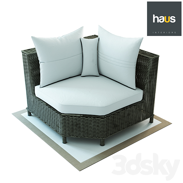 Haus Interior Corner armchair made of woven rattan 3ds Max - thumbnail 1