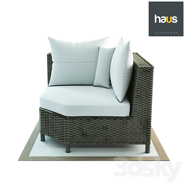 Haus Interior Corner armchair made of woven rattan 3ds Max - thumbnail 2