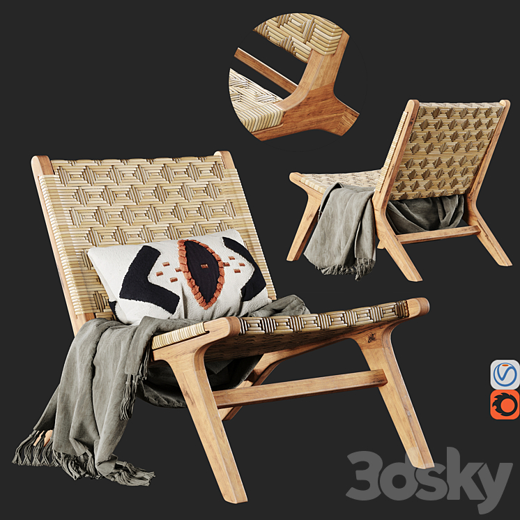 Havana Wicker Garden Armchair No5 3DS Max Model - thumbnail 1