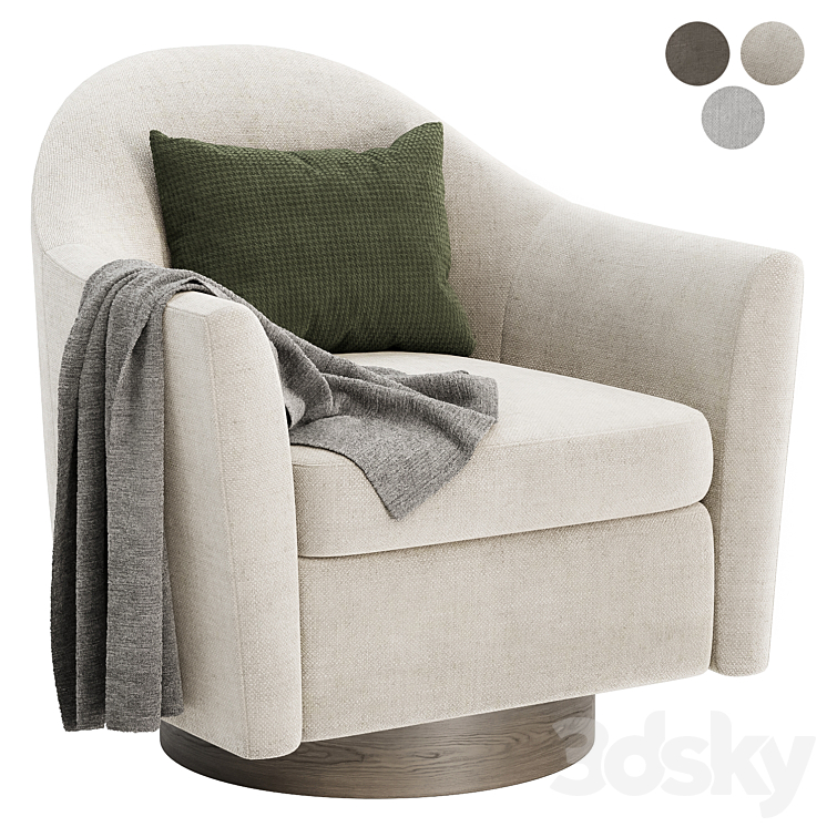 Haven swivel armchair 3DS Max Model - thumbnail 1