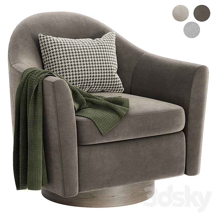 Haven swivel armchair 3DS Max Model - thumbnail 2