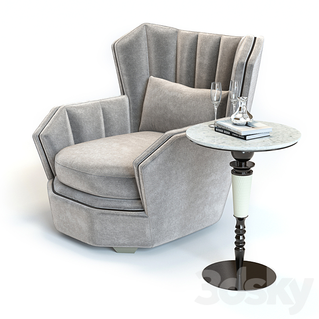 Hemingway Armchair 3ds Max - thumbnail 2