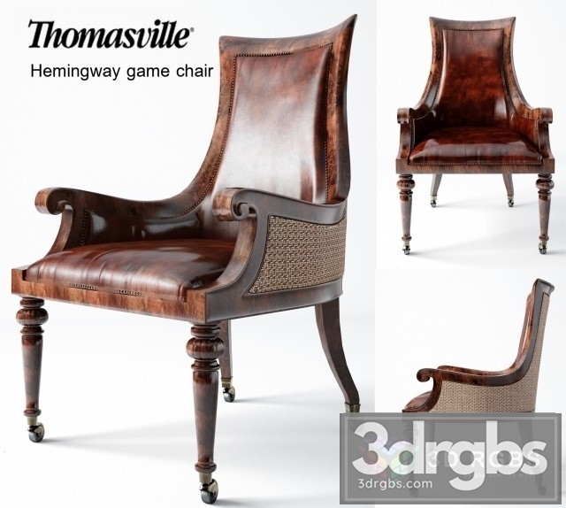 Hemingway Game Armchair 3dsmax Download - thumbnail 1