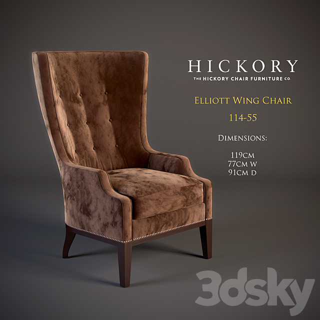 HICKORY _ Elliott Wing Chair 3DSMax File - thumbnail 1