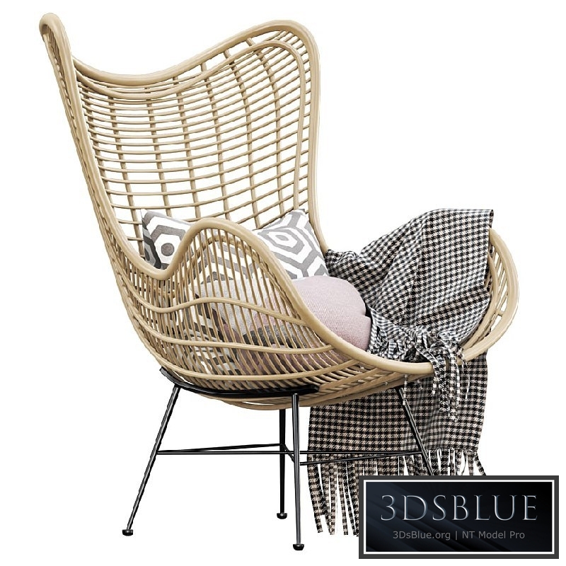 Hk living natural rattan egg chair 3DS Max - thumbnail 3