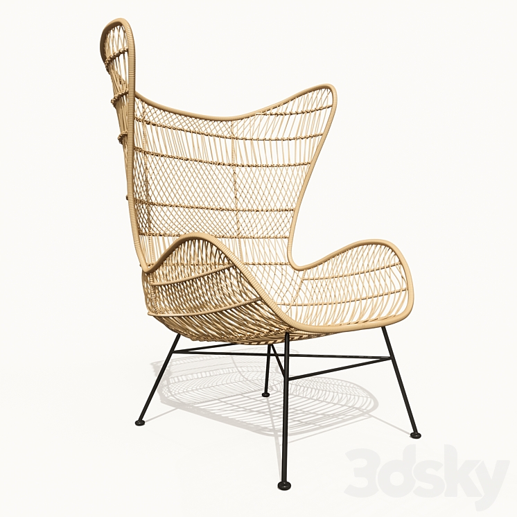 HKliving rattan egg chair natural bohemian 3DS Max - thumbnail 1