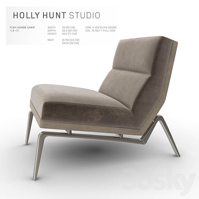 Holly Hunt Flea Lounge Chair 3ds Max - thumbnail 1