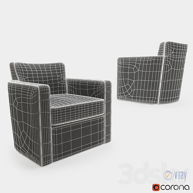 Holly Hunt Grace lounge chair 3ds Max - thumbnail 2