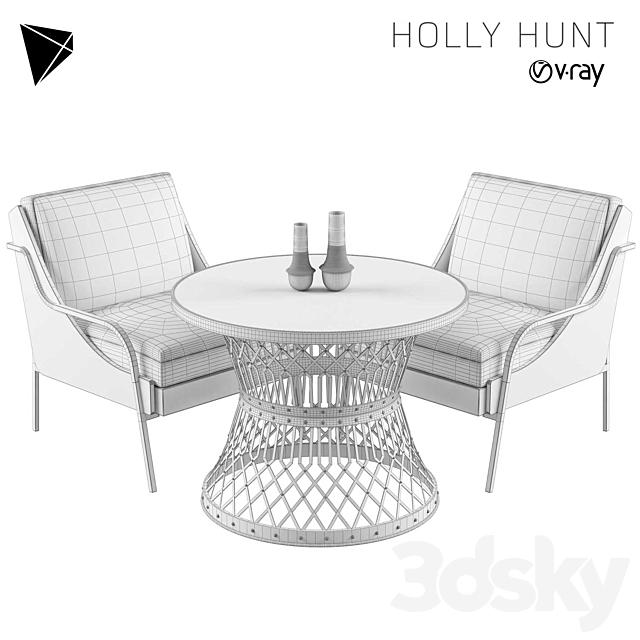 Holly Hunt Harlow Lounge Chair Set 3DS Max Model - thumbnail 3