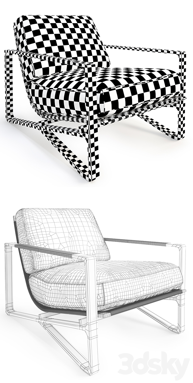 HOLLY HUNT – Omura Lounge Chair 3ds Max - thumbnail 3