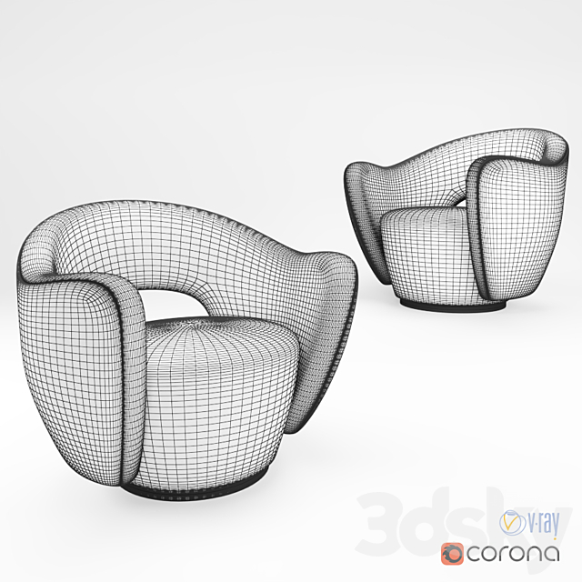 Holly Hunt Vladimir Kagan Wysiwyg chair 3DS Max Model - thumbnail 2