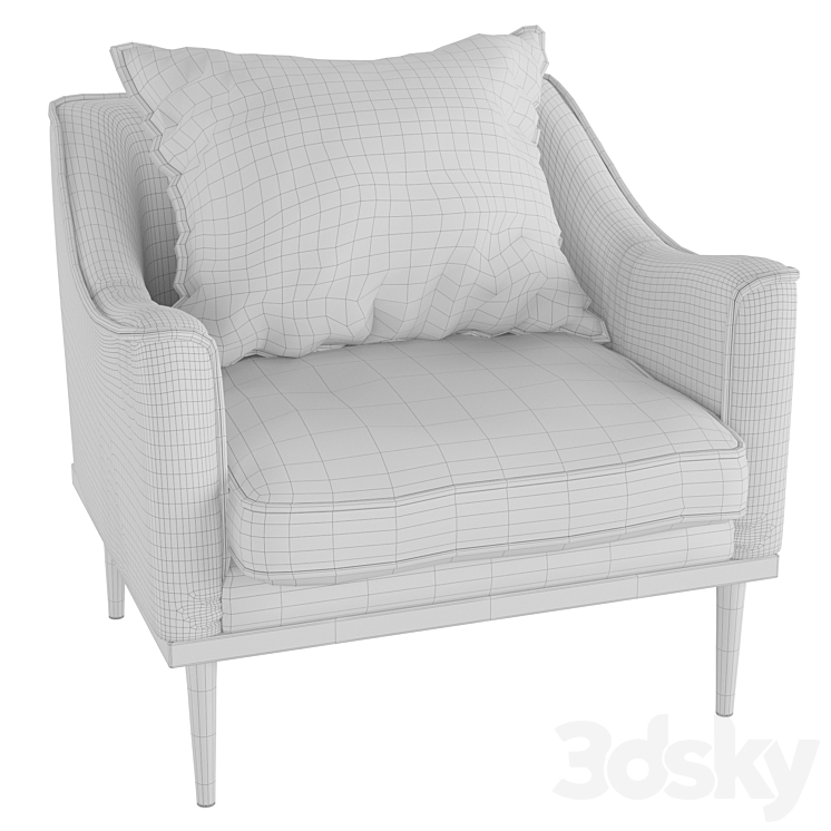 Homary-Accent Chair Leath-aire Upholstered Accent Chair Pillow Backrest 3DS Max Model - thumbnail 2