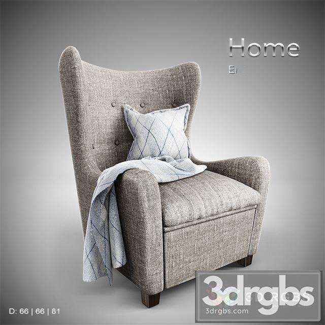 Home Fabric Armchair 3dsmax Download - thumbnail 1