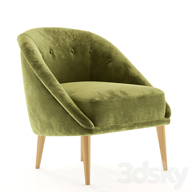 HOPKINS VELVET CLUB CHAIR 3ds Max - thumbnail 1