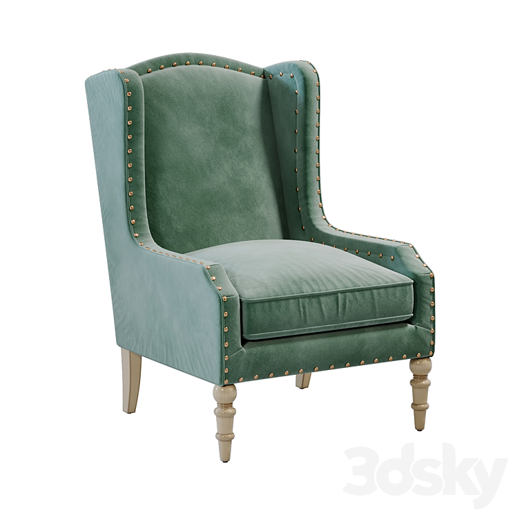 Horchow Randall Velvet Wing Chair 3DS Max - thumbnail 1