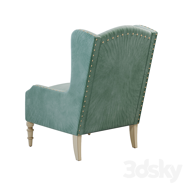 Horchow Randall Velvet Wing Chair 3DS Max - thumbnail 2