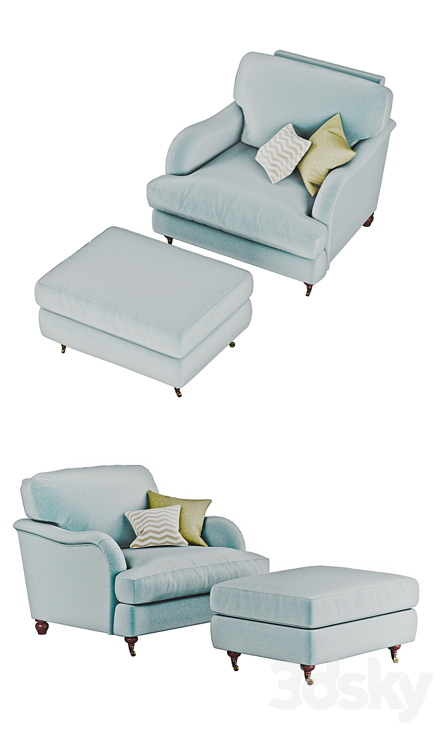 Howard armchair and footstool 3DSMax File - thumbnail 2