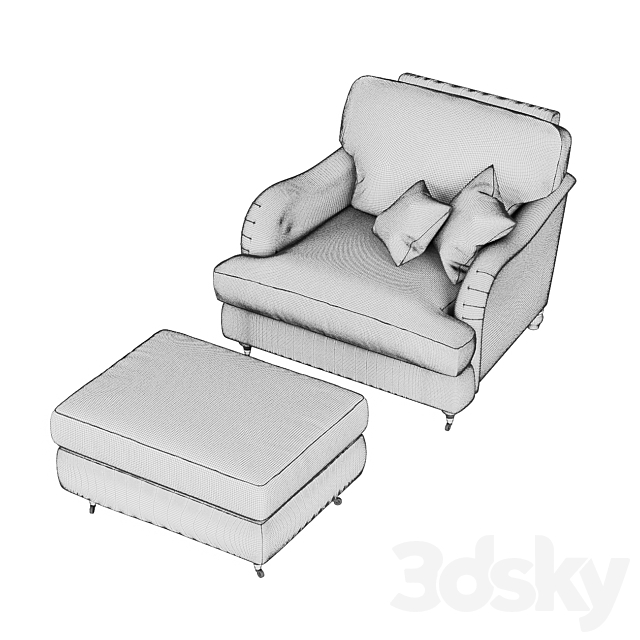 Howard armchair and footstool 3DSMax File - thumbnail 3