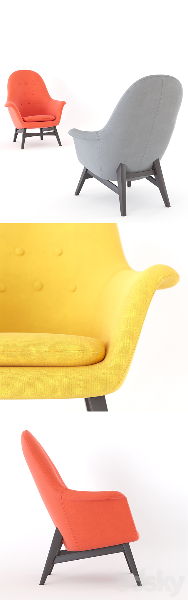 Ikea armchair BENARP 3ds Max - thumbnail 2