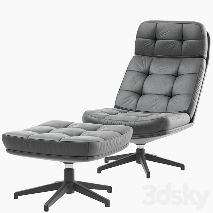 IKEA HAVBERG armchair and ottoman 3DS Max Model - thumbnail 2