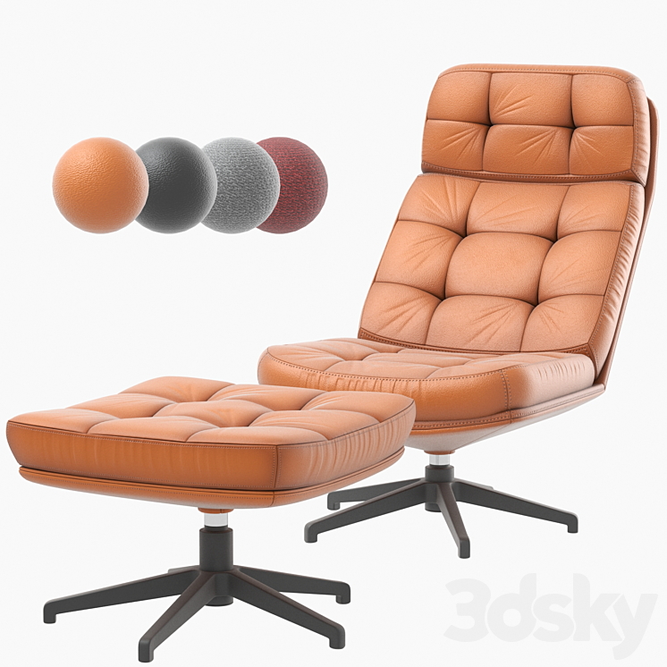 IKEA HAVBERG armchair and ottoman 3DS Max - thumbnail 1