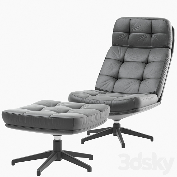 IKEA HAVBERG armchair and ottoman 3DS Max - thumbnail 2