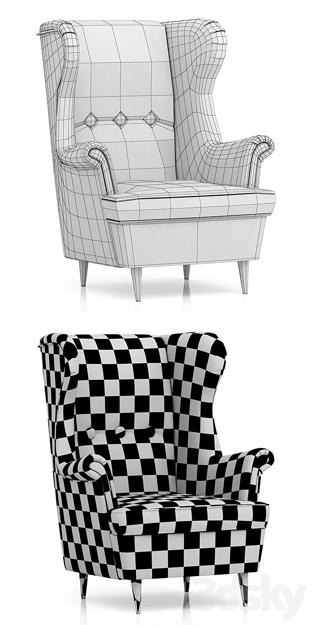 Ikea STRANDMON Children’s armchair 3DS Max Model - thumbnail 3