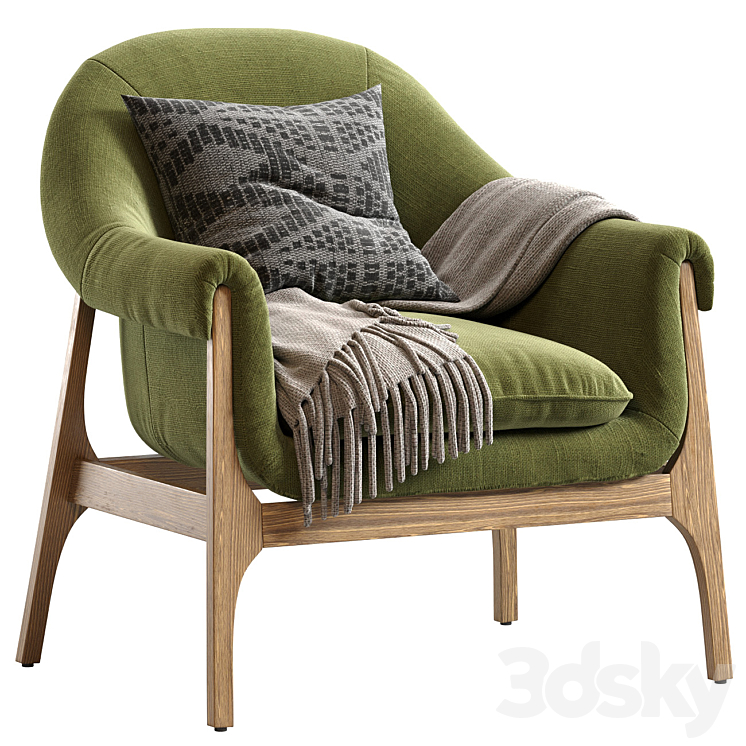 INDIO WOOD ACCENT CHAIR IN HAZE 3DS Max Model - thumbnail 1