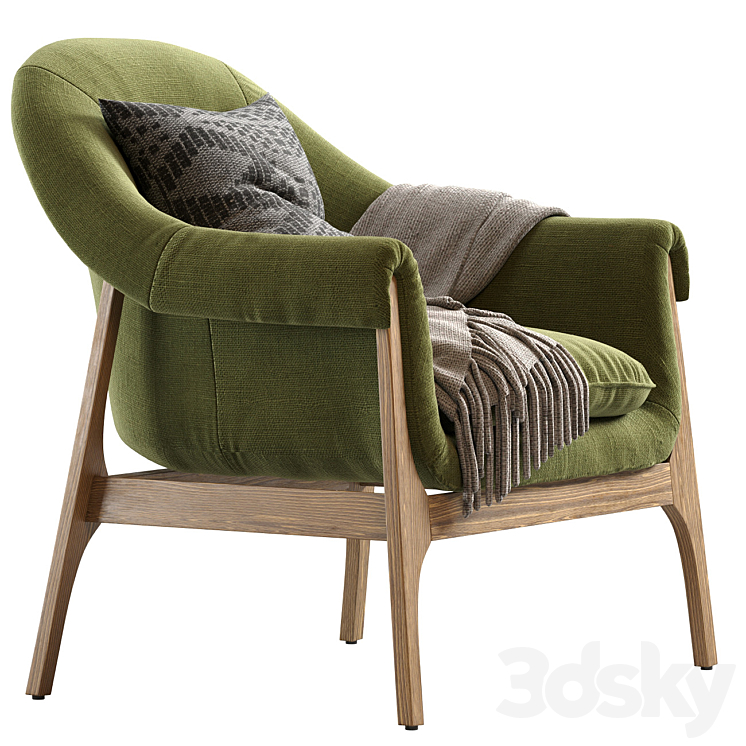 INDIO WOOD ACCENT CHAIR IN HAZE 3DS Max Model - thumbnail 2