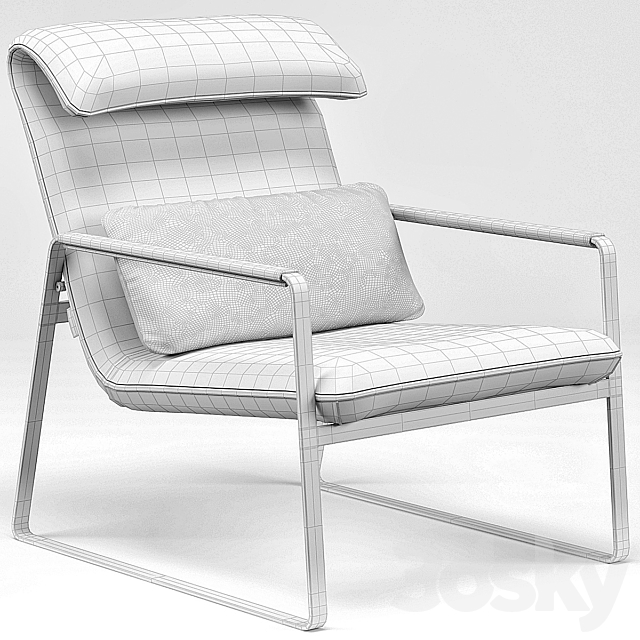 Industrial Chic Emilio Brown Leather Lounge Chair 3DSMax File - thumbnail 3