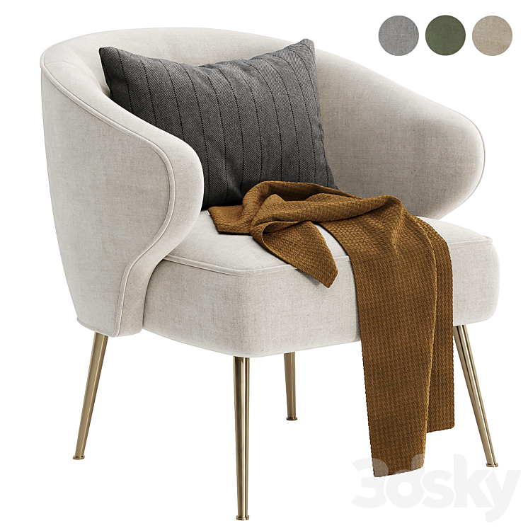 Insignares Upholstered Accent Chair 3DS Max Model - thumbnail 1