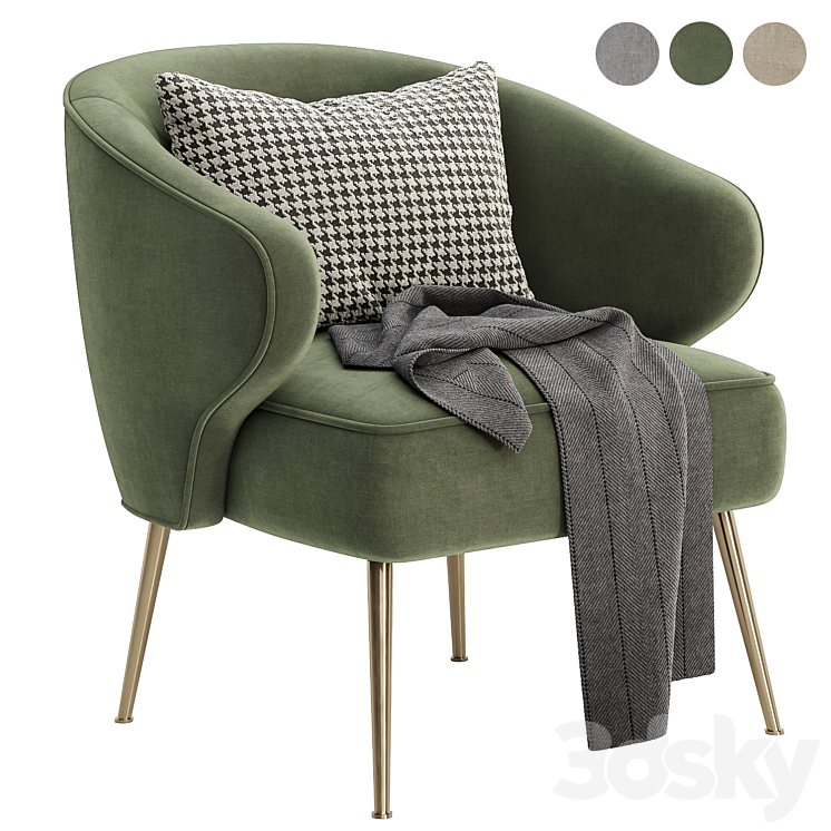 Insignares Upholstered Accent Chair 3DS Max Model - thumbnail 2