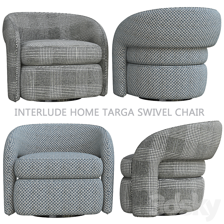 Interlude Home Targa Swivel Chair 3DS Max - thumbnail 1