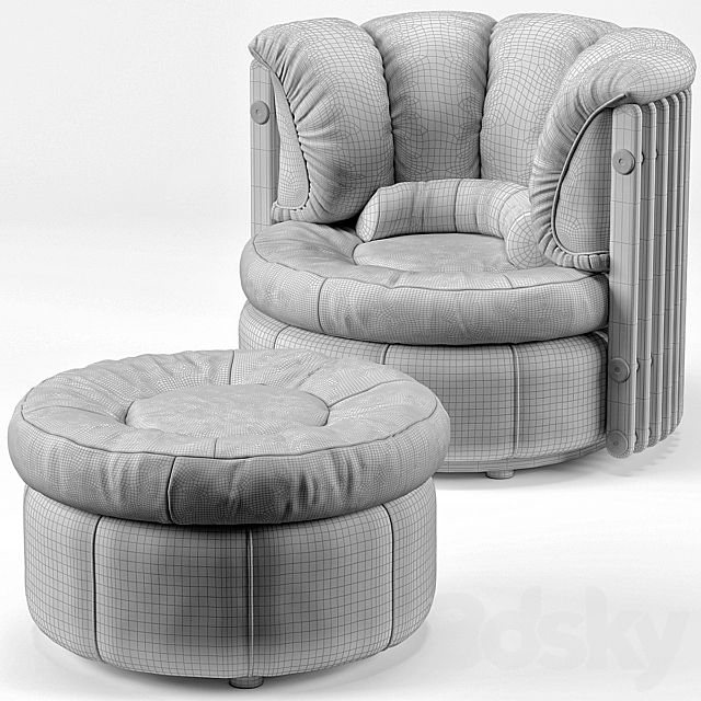 Isle D’Palm Arm Chair Ottoman 3DS Max Model - thumbnail 3