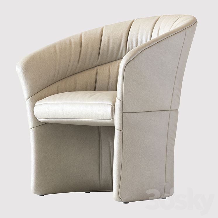 Italian Leather Barrell Lounge Chairs 1980 3DS Max - thumbnail 2