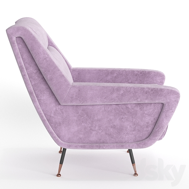 Italian Lounge Chair 3DS Max Model - thumbnail 2