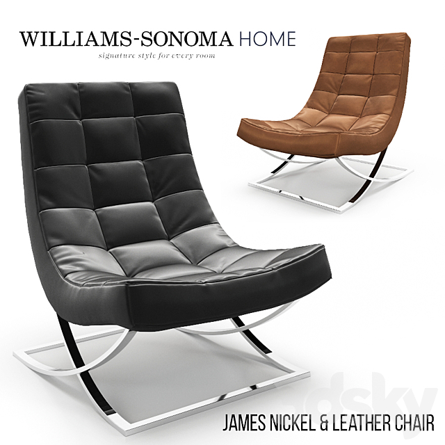 James Nickel Leather Chair 3ds Max - thumbnail 1