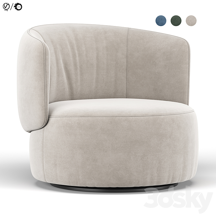 Jane swivel chair 3DS Max - thumbnail 1