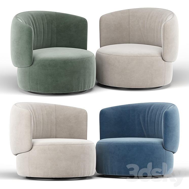 Jane swivel chair 3DS Max - thumbnail 2