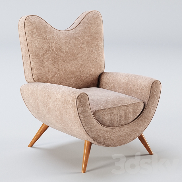 Jean Royere Armchair 3ds Max - thumbnail 1