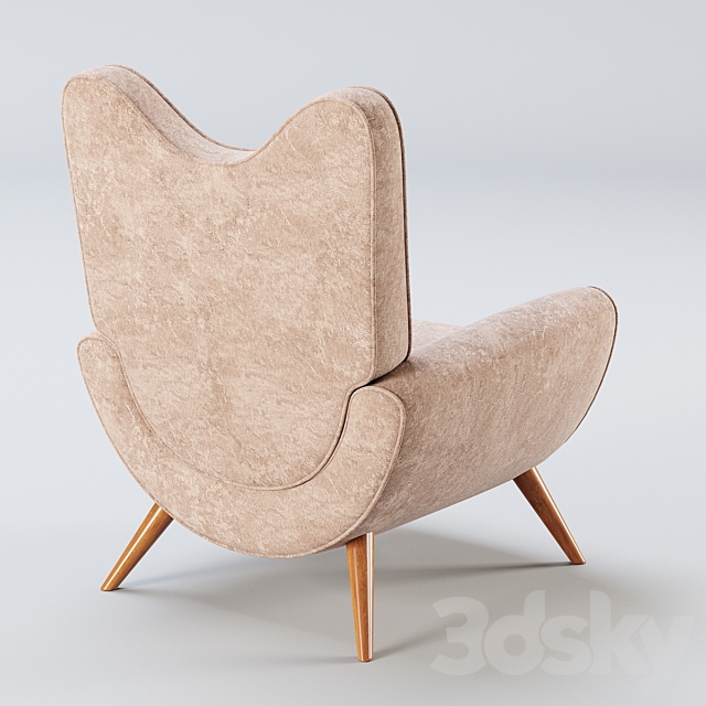 Jean Royere Armchair 3ds Max - thumbnail 2