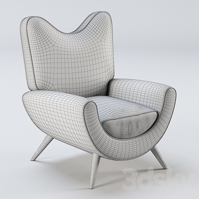 Jean Royere Armchair 3ds Max - thumbnail 3