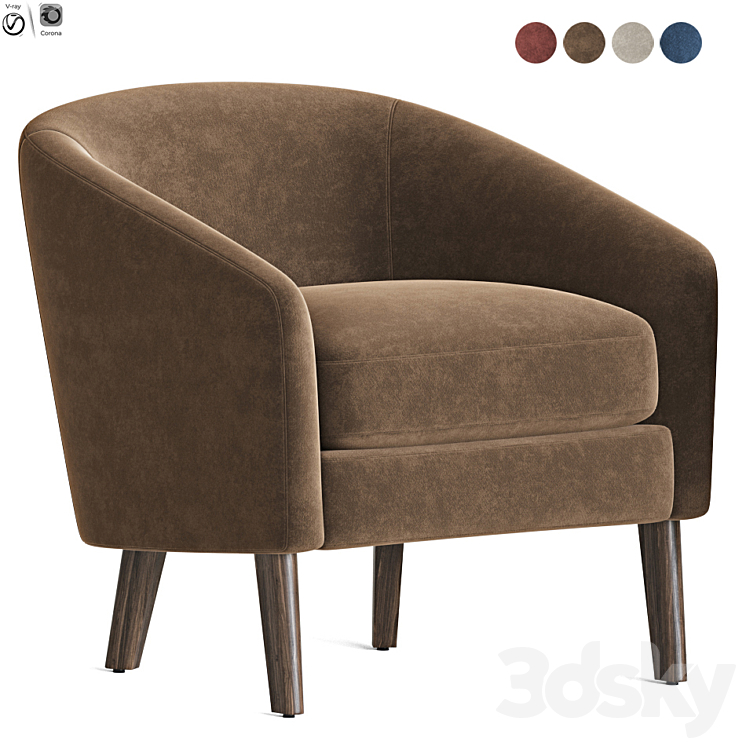 Jonah Armchair Westelm 3DS Max - thumbnail 1