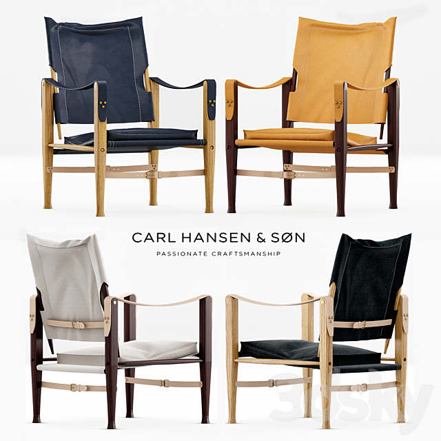 Kaare Klint Safari Chair set: 5 colors 3ds Max - thumbnail 1