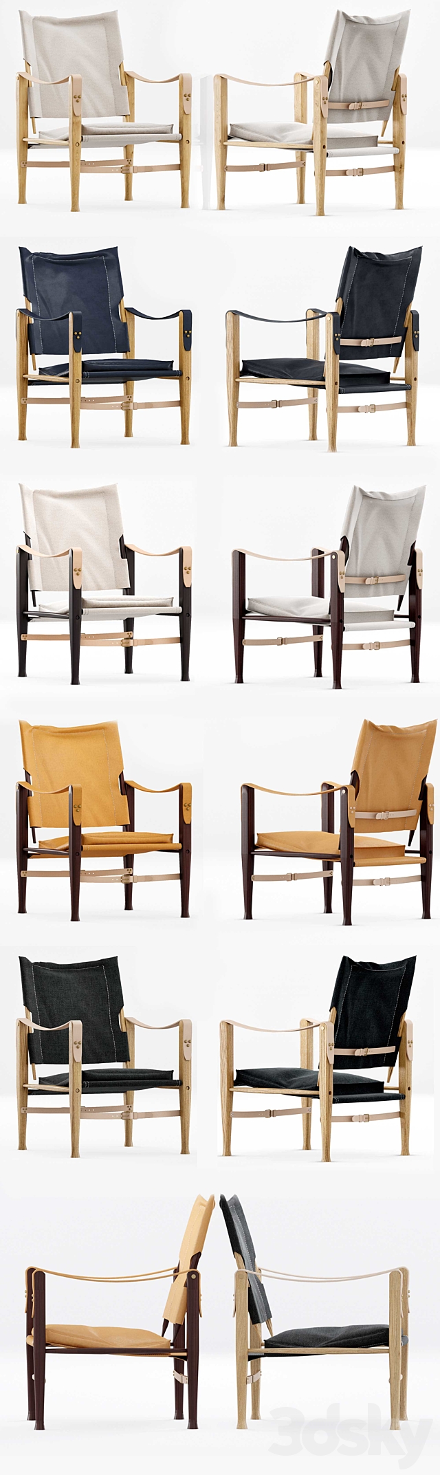 Kaare Klint Safari Chair set: 5 colors 3ds Max - thumbnail 2